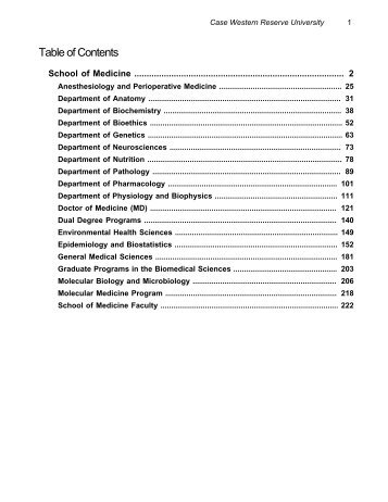 Table of Contents - General Bulletin - Case Western Reserve ...