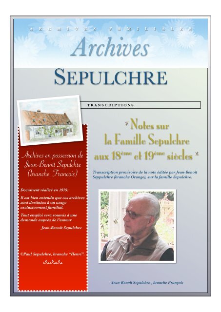 Notes sur la famille Sepulchre - famille-jf-sepulchre.be