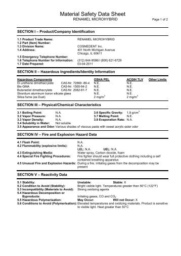 MSDS-Renamel MicroHybrid - Cosmedent