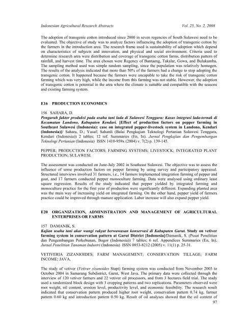 IARA Vol. XXV No. 2 Th. 2008 (pdf, 1001, kb) - Pustaka Deptan