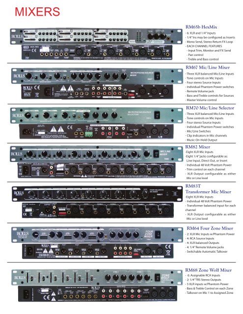 www.rolls.com PROFESSIONAL AUDIO PRODUCTS