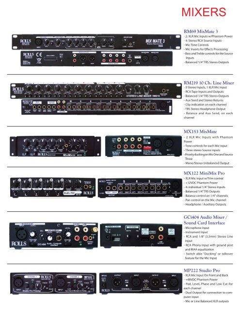 www.rolls.com PROFESSIONAL AUDIO PRODUCTS