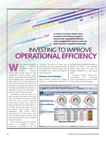 investing to improve operational efficiency - EFI Radius Software