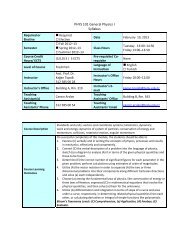 PHYS 101 General Physics I Syllabus