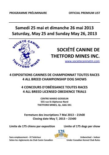 sociÃ©tÃ© canine de thetford mines inc. - Pascale Pontois Dog Show ...