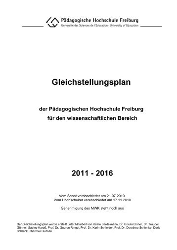 Gleichstellungsplan der Pädagogischen Hochschule Freiburg
