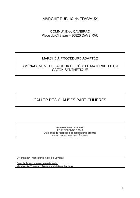 MARCHE PUBLIC de TRAVAUX CAHIER DES CLAUSES ...