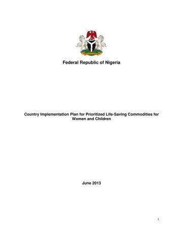 Federal Republic of Nigeria - Reproductive Health Supplies Coalition