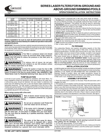 series laser filters for in-ground and above - Piscines et Spas ...