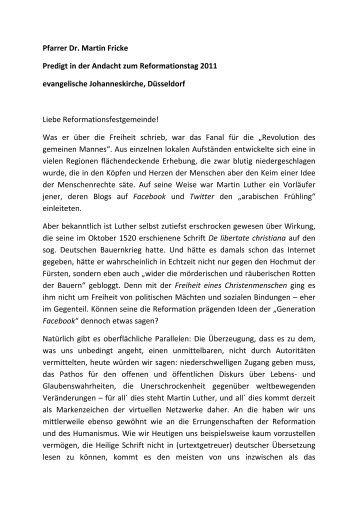 Die Ansprache von Pfarrer Dr. Fricke lesen Sie hier