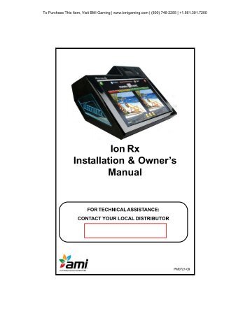 Megatouch Ion RX Service Manual - BMI Gaming