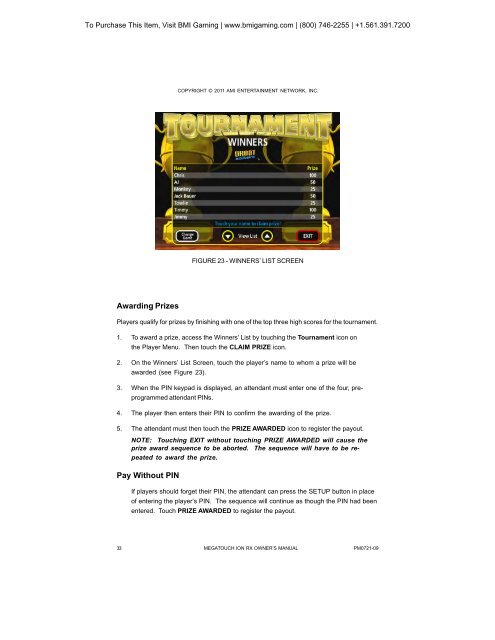 Megatouch Ion RX Service Manual - BMI Gaming