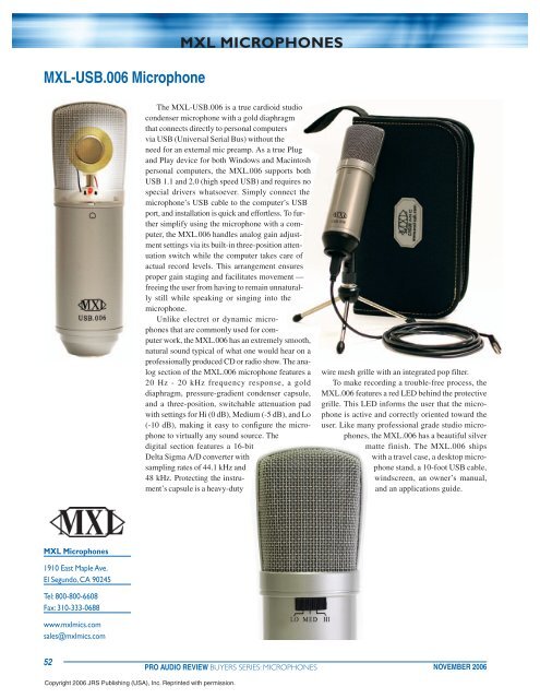MXL-USB.006 Microphone