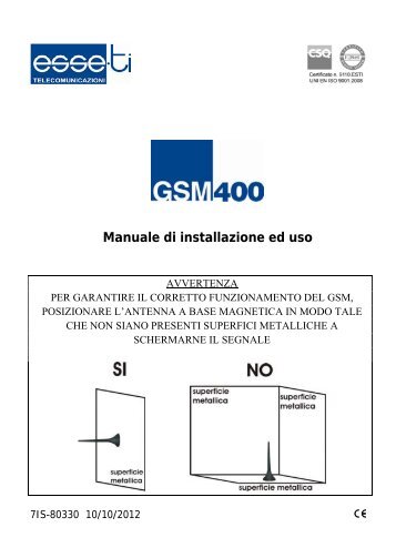 Manuale di installazione ed uso - Esse-ti Telecomunicazioni