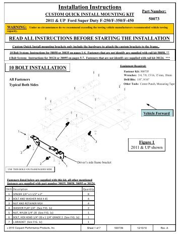 Installation Instructions - Hitch Pro