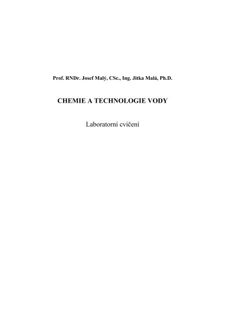 CHEMIE A TECHNOLOGIE VODY LaboratornÃƒÂ­ cviÃ„ÂenÃƒÂ­