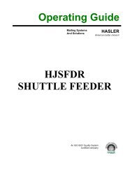Operating Guide HJSFDR SHUTTLE FEEDER - Hasler Inc.