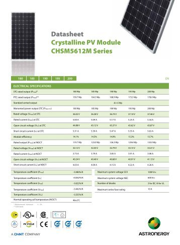 CHSM5612M Series Datasheet Crystalline PV Module - Activity Solar