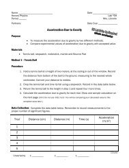 Lab #6 (Acceleration Due to Gravity)