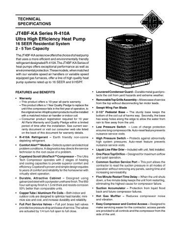 JT4BF-KA Series R-410A Ultra High Efficiency Heat Pump