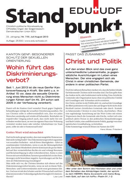 Christ und Politik - EDU Schweiz