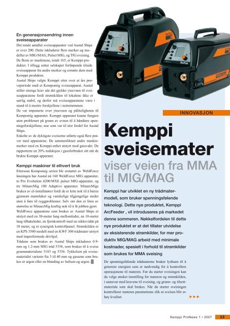 Kundemagasin for Kemppi Oy 1/2007 NO