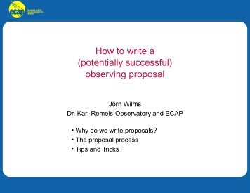 How to write a (potentially successful) observing proposal