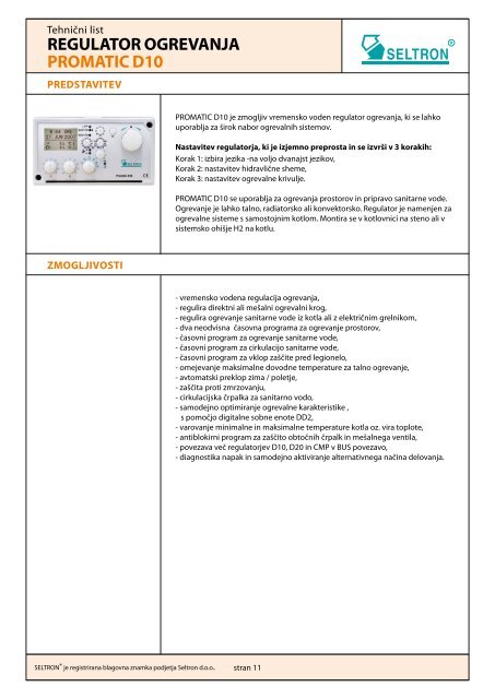 regulator ogrevaNja promatic d10 - Seltron