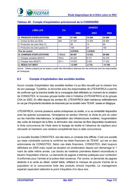 ÉTUDE DE LA FILIÈRE COTON EN RDC Version finale - ACP Cotton