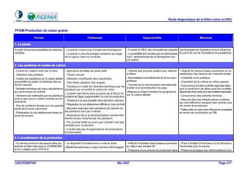 ÉTUDE DE LA FILIÈRE COTON EN RDC Version finale - ACP Cotton