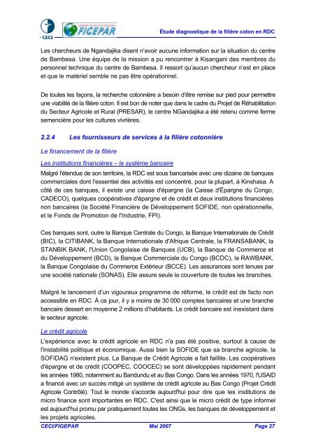 ÉTUDE DE LA FILIÈRE COTON EN RDC Version finale - ACP Cotton