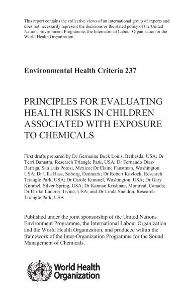 Principles for evaluating health risks in children - World Health ...