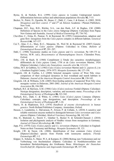 22 Distribution and frequency of Culex pipiens and Culex torrentium ...