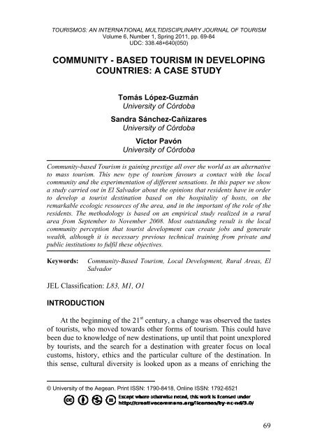 COMMUNITY - BASED TOURISM IN DEVELOPING COUNTRIES: A ...