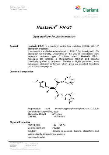 Hostavin PR-31 - Clariant