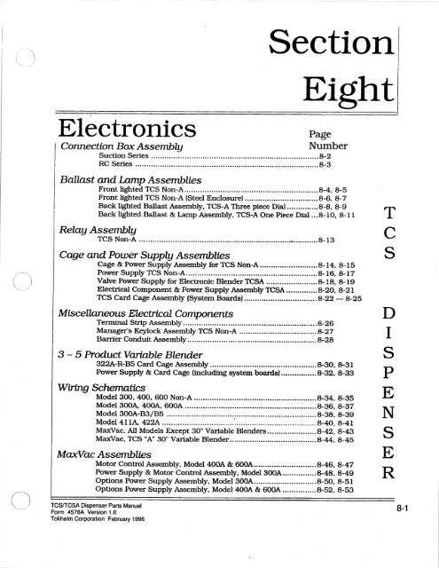 Tokheim Tcsa Electronics Parts Manual