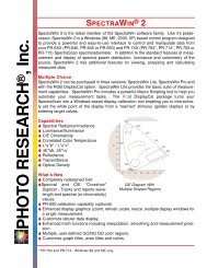 SpectraWin 2 software for Photo Research Products - Glen Spectra