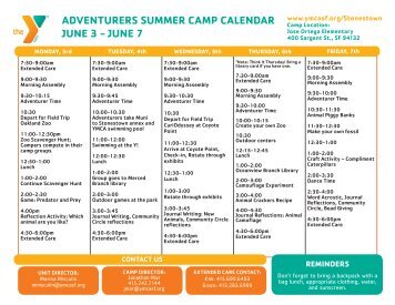 adventurers summer camp calendar june 3 - YMCA of San Francisco