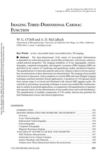 imaging three-dimensional cardiac function - Walter G. O'Dell, PhD