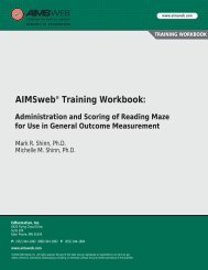 AIMSweb Training Workbook: Administration and Scoring of ...