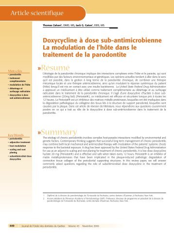 Doxycycline Ã  dose sub-antimicrobienne...