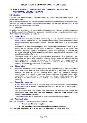 14. prescribing, dispensing and administration of cytotoxic ...