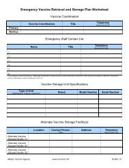 Emergency Vaccine Retrieval and Storage Plan Worksheet