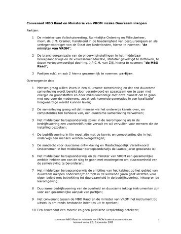 Convenant Duurzaam inkopen MBO Raad en VROM - Pianoo