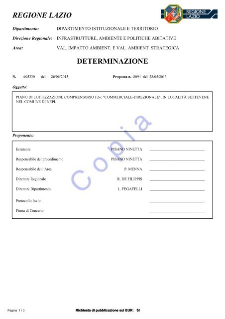 078-2012 Parere procedura di Verifica di ... - Regione Lazio