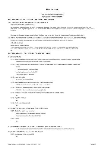 Fisa de date - Institutul National de Statistica
