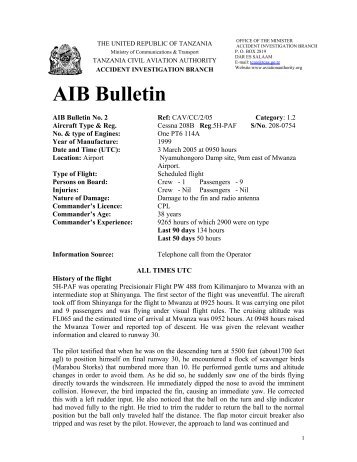AIB Bulletin No - Tanzania Civil Aviation Authority