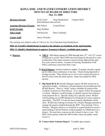 KONA SOIL AND WATER CONSERVATION DISTRICT