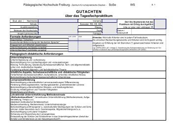 GUTACHTEN über das Tagesfachpraktikum