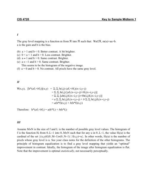 CIS 4720 Key to Sample Midterm 1 I The gray level ... - Heppenstall.ca